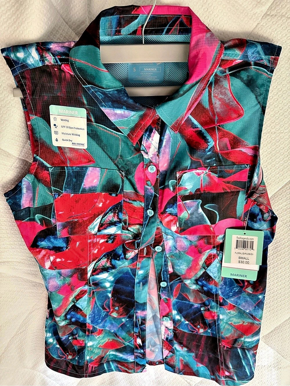 Habitat Abstract Sleeveless Button Down in Multicolor NWT